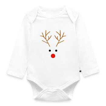 Weihnachten Merry Christmas Rentier - Baby Bio-Langarm-Body - Weiß - Vorne