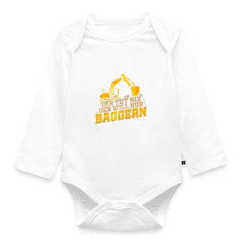 Baggerfahrer Lustiges Geschenk zum Baggern Bagger - Baby Bio-Langarm-Body - Weiß - Vorne