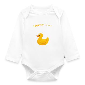 I Just Love Ducks Duck Love Swimming Duck - Organic Longsleeve Baby Bodysuit - white - Front