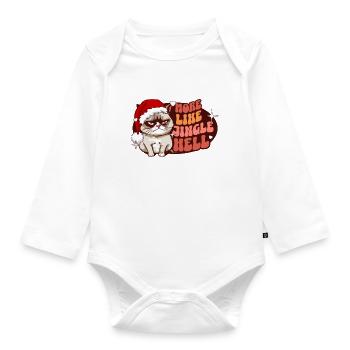 More Like Jingle Hell: Angry Cat Women Funny Xmas - Baby Bio-Langarm-Body - Weiß - Vorne