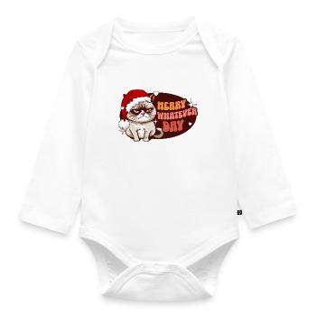 Merry Whatever Day Angry Cat Women Funny Christmas - Baby Bio-Langarm-Body - Weiß - Vorne