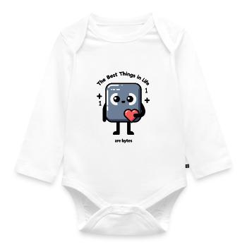 Die besten Dinge im Leben sind Bytes - Baby Bio-Langarm-Body - Weiß - Vorne