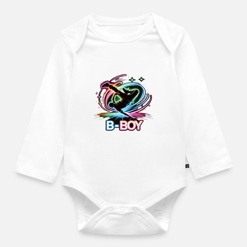 Breakdance Breakdancer Breakdance Kinder - Baby Bio-Langarm-Body - Weiß