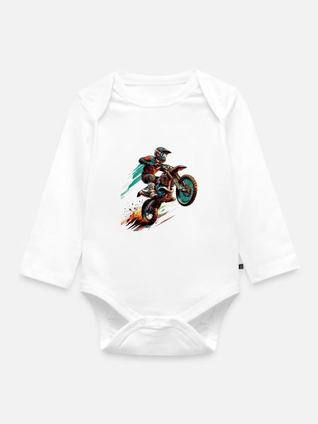 Motocross Motorrad Motocrossfahrer Motocross - Baby Bio-Langarm-Body - Weiß