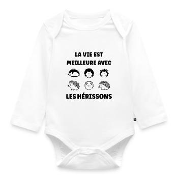 Hérisson - Body Bébé bio manches longues - blanc - Devant