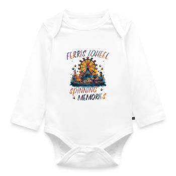 Freizeitpark Jahrmarkt Rummelplatz Dorffest - Baby Bio-Langarm-Body - Weiß - Vorne