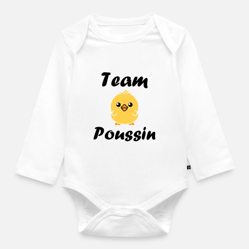 Team poussin - Body Bébé bio manches longues - blanc