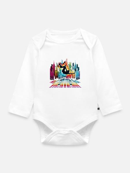 Breakdance Breakdancer Breakdance Kinder - Baby Bio-Langarm-Body - Weiß
