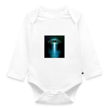 Alien, UFO, UAP, Space, Space Flying Object - Organic Longsleeve Baby Bodysuit - white - Front