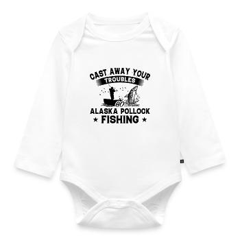 Throw Away - Fish Alaska Pollock - Organic Longsleeve Baby Bodysuit - white - Front