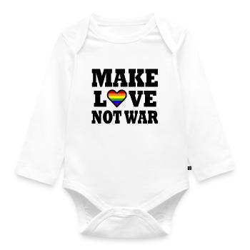 Make love not war - Organic Longsleeve Baby Bodysuit - white - Front
