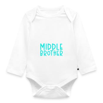 Middle Brother Gifts - Baby Bio-Langarm-Body - Weiß - Vorne