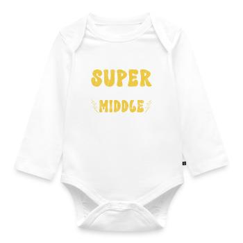 Middle Brother Gifts - Baby Bio-Langarm-Body - Weiß - Vorne