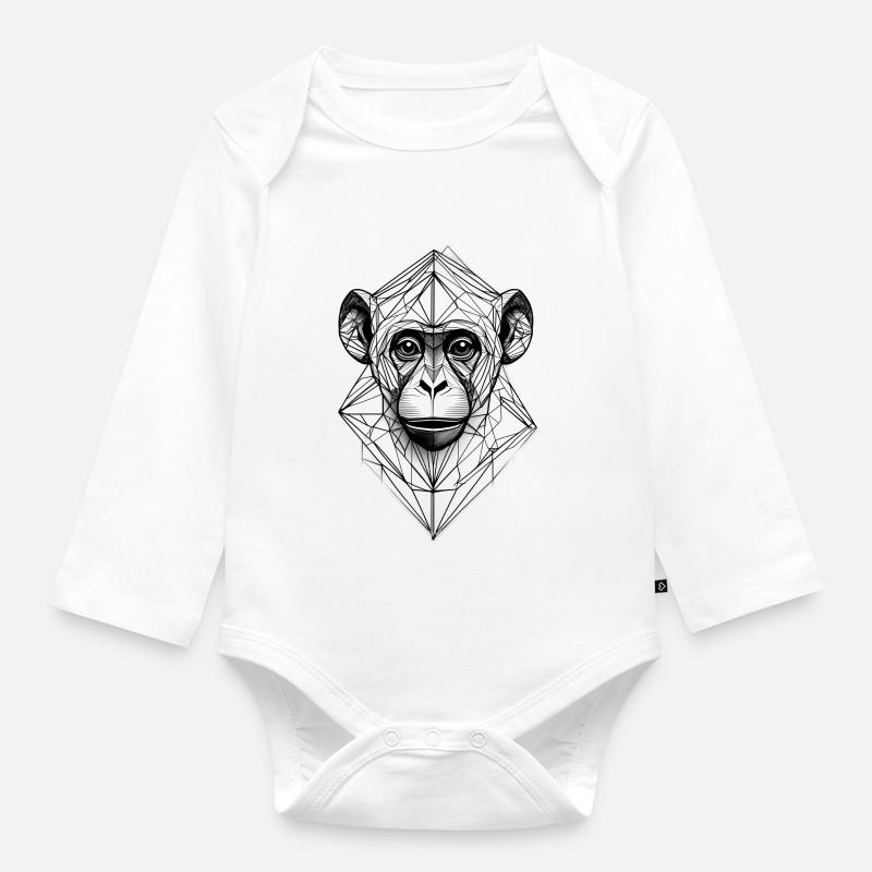 Singe moderne - Body Bébé bio manches longues - blanc