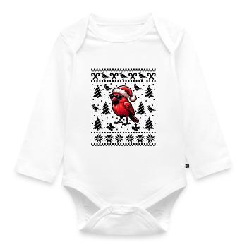Noël d’oiseau cardinal rouge - Body Bébé bio manches longues - blanc - Devant