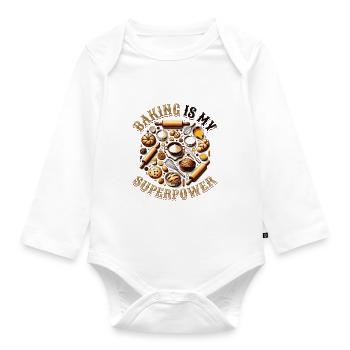 Baking Superpower Bäcker Nachtisch Konditor - Baby Bio-Langarm-Body - Weiß - Vorne
