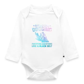 Papa d’aïkido Esquiver les questions parentales comme un - Body Bébé bio manches longues - blanc - Devant