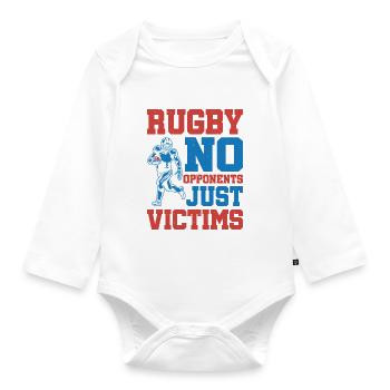 Rugby No Opponents Just Victims 5 - Organic Longsleeve Baby Bodysuit - white - Front
