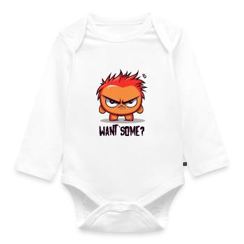 Little troublemaker, do you want something? - Organic Longsleeve Baby Bodysuit - white - Front