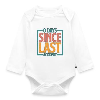 0 Days Since Last Accident 21 - Organic Longsleeve Baby Bodysuit - white - Front