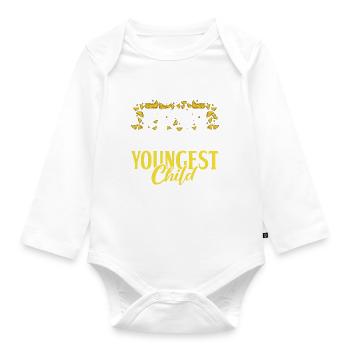 Cadeau enfant le plus jeune - Body Bébé bio manches longues - blanc - Devant