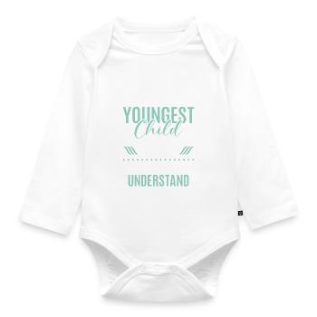 Cadeau enfant le plus jeune - Body Bébé bio manches longues - blanc - Devant