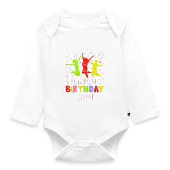 Trampolin Geburtstagsparty - Baby Bio-Langarm-Body - Weiß - Vorne