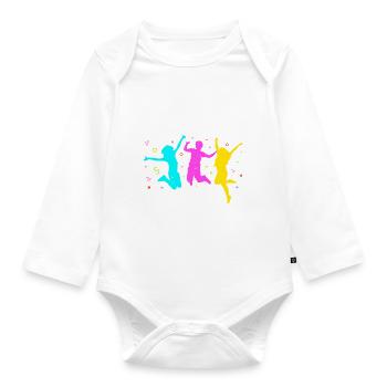 Trampolin Geburtstagsparty - Baby Bio-Langarm-Body - Weiß - Vorne