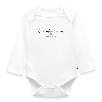 Le renfort arrive - modèle printemps - Body Bébé bio manches longues - blanc - Devant