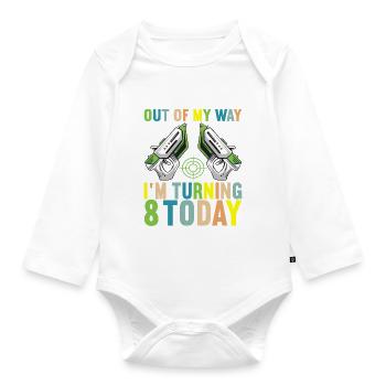 Laser Tag Birthday Laser Tag Player - Organic Longsleeve Baby Bodysuit - white - Front