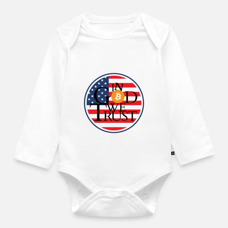 IN BITCOIN WE TRUST - Body Bébé bio manches longues - blanc