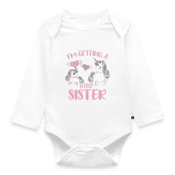 Révélation de bébé en obtenant une petite sœur Licorne - Body Bébé bio manches longues - blanc - Devant