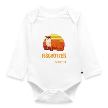 Fischotter Wassermarder Otter - Baby Bio-Langarm-Body - Weiß - Vorne