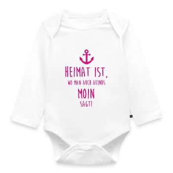 Heimat ist, wo man auch abends MOIN sagt! - Baby Bio-Langarm-Body - Weiß - Vorne