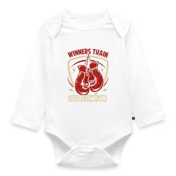 Winners train Losers Complain - Organic Longsleeve Baby Bodysuit - white - Front
