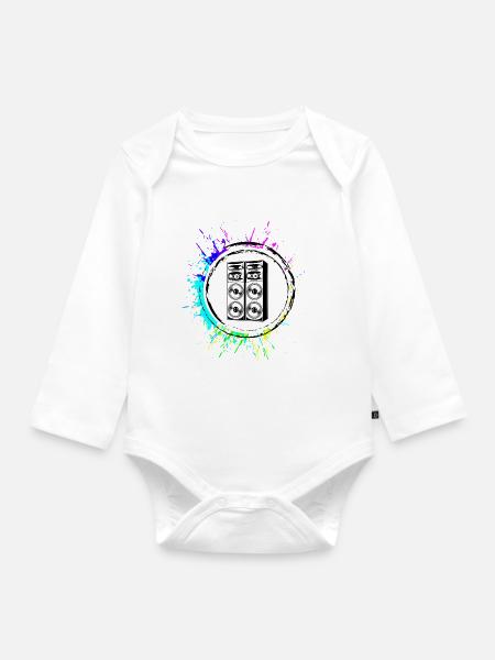 Musikboxen Bass symbol - Baby Bio-Langarm-Body - Weiß