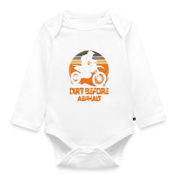 Dirt Before Asphalt Motocross Motorcycle Enduro - Organic Longsleeve Baby Bodysuit - white - Front