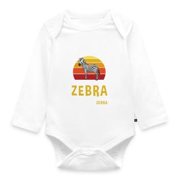 Afrika Zebrastreifen Pferd Tier Zebra - Baby Bio-Langarm-Body - Weiß - Vorne