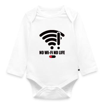 No Wifi-No Life Wifi Wifi Saying Internet Signal - Organic Longsleeve Baby Bodysuit - white - Front