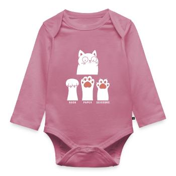Rock Paper Scissors - Organic Longsleeve Baby Bodysuit - mauve - Front