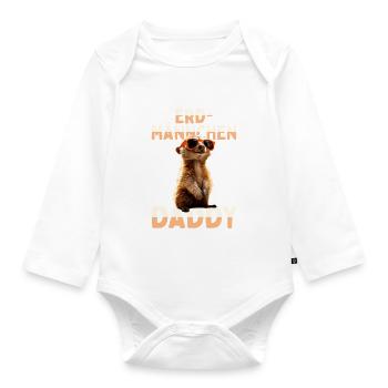 Erdmännchen Daddy Papa Dad Vatertag Vater Meerkat - Baby Bio-Langarm-Body - Weiß - Vorne