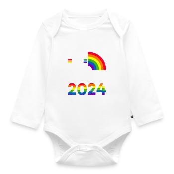 Mrs. and Mrs. 2024 Gay Pride Wedding Gay Marriage - Organic Longsleeve Baby Bodysuit - white - Front