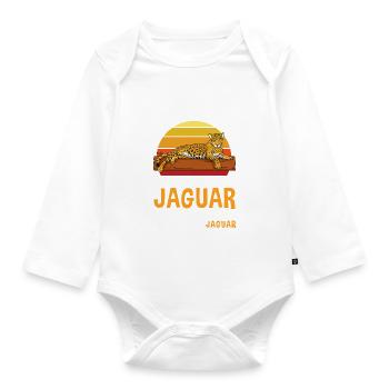 Safari Raubkatze Afrika Retro Jaguar - Baby Bio-Langarm-Body - Weiß - Vorne