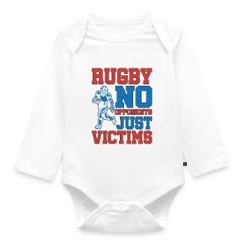 Rugby No Opponents Just Victims 5 - Organic Longsleeve Baby Bodysuit - white - Front