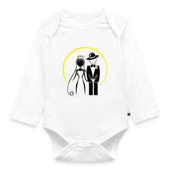 Brautpaar Ehepaar Hochzeit - Baby Bio-Langarm-Body - Weiß - Vorne