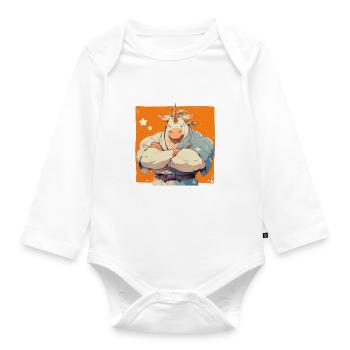 Licorne Kawaii Japonais - Body Bébé bio manches longues - blanc - Devant
