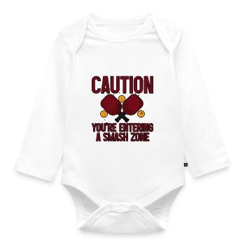 Caution You're Entering A Smash Zone 3 - Organic Longsleeve Baby Bodysuit - white - Front