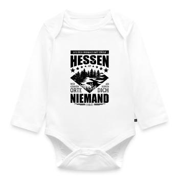 Leg dich nicht mit einem Hessen an - Spruch - Baby Bio-Langarm-Body - Weiß - Vorne