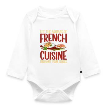 Cadeaux culinaires français - Body Bébé bio manches longues - blanc - Devant