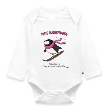 Piste Penguin: The Slope-Shredding Buddy - Organic Longsleeve Baby Bodysuit - white - Front